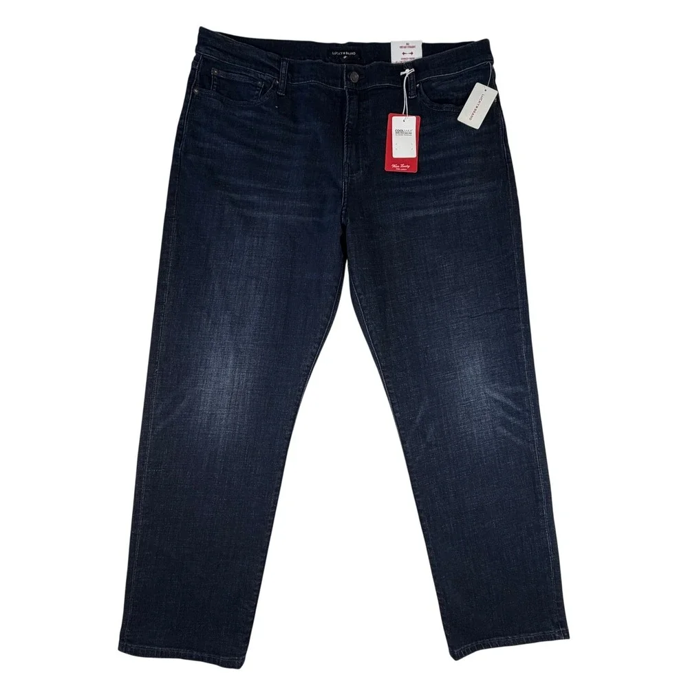 NWT Lucky Brand 363 Vintage Straight Mens Jeans 42x32 Huron Dark Blue Coolmax